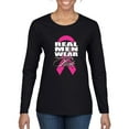 thumbnail image 1 of Wild Bobby Real Men Wear Pink Breast Cancer Awareness Women Graphic Long Sleeve T-Shirt, Black, Small, 1 of 6