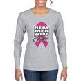 thumbnail image 1 of Wild Bobby Real Men Wear Pink Breast Cancer Awareness Women Graphic Long Sleeve T-Shirt, Heather Grey, X-Large, 1 of 6