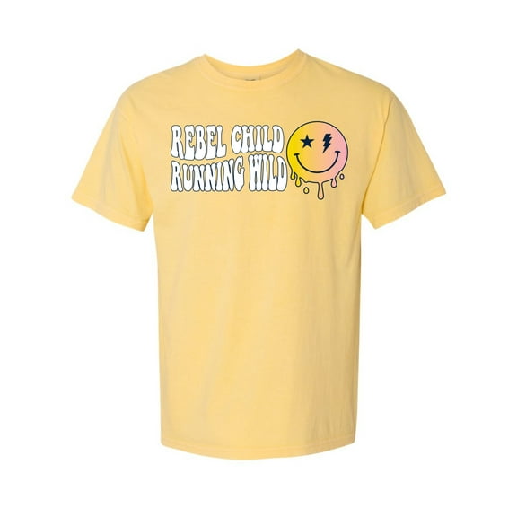 Wild Bobby Rebel Child Running Wild Streetwear Garment-Dyed Washed Look Short Sleeve T-Shirt