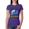 thumbnail image 1 of Wild Bobby, Reel It Like You Stole It Womens Slim Fit Junior Tee, Purple Rush, X-Large, 1 of 3