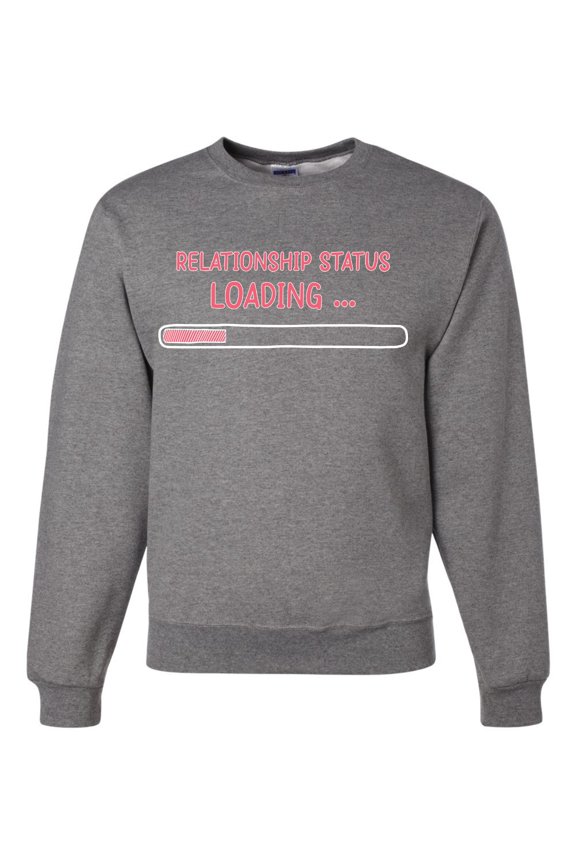 Relationship Status Loading, Funny Millennial Gen Z Status Bar Joke Valentine's Day Unisex Crewneck Sweatshirt