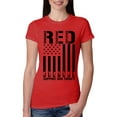 thumbnail image 1 of Wild Bobby Remember Everyone Deployed RED Support Our Troops Military Black Flag Women Slim Fit Junior Tee, 1 of 6