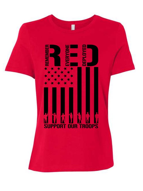 Remember Everyone Deployed RED Support Our Troops Military Black Flag Womens Premium T-Shirt