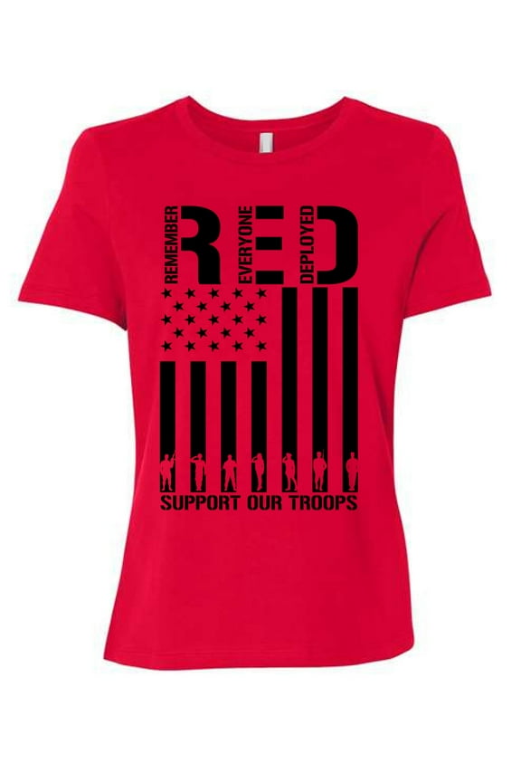 Remember Everyone Deployed RED Support Our Troops Military Black Flag Womens Premium T-Shirt
