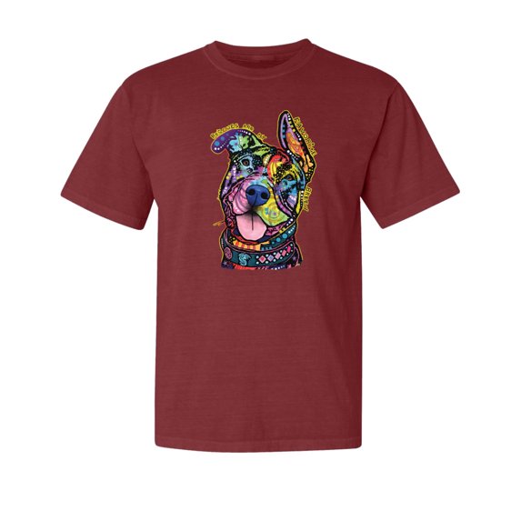 Wild Bobby,Rescues are My Favorite Breed | Cute Neon Dean Russo Pitbull Dog Dog Lover Garment-Dyed Washed Look Short Sleeve Tees, Tomato, Large