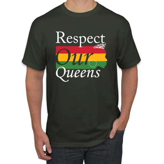 Wild Bobby Respect Our Queens Black Pride Men's Graphic T-Shirt, Forest Green, Small