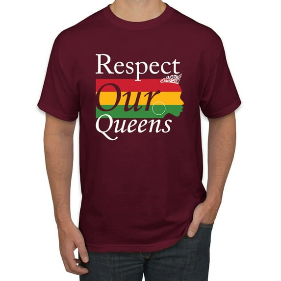 Wild Bobby Respect Our Queens Black Pride Men's Graphic T-Shirt, Maroon, Large