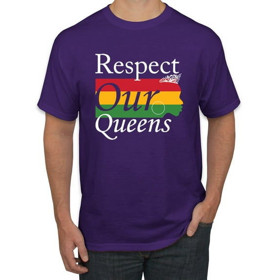 Wild Bobby Respect Our Queens Black Pride Men's Graphic T-Shirt, Purple, 3X-Large