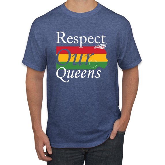 Wild Bobby Respect Our Queens Black Pride Men's Graphic T-Shirt, Vintage Heather Blue, Large