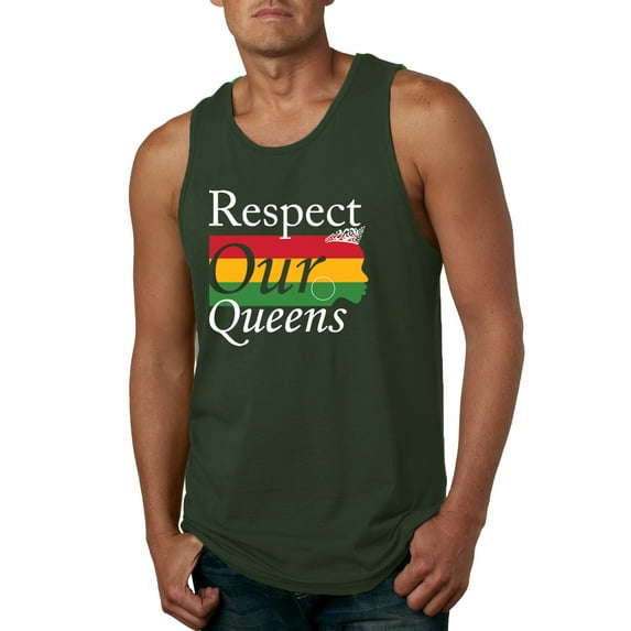 Wild Bobby Respect Our Queens Black Pride Mens Graphic Tank Top, Forest Green, Small