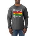 thumbnail image 1 of Wild Bobby Respect Our Queens Black Pride Mens Long Sleeve Shirt, Heather Black, 3X-Large, 1 of 5