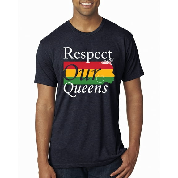 Wild Bobby Respect Our Queens Black Pride Mens Premium Tri Blend T-Shirt, Vintage Navy, Small