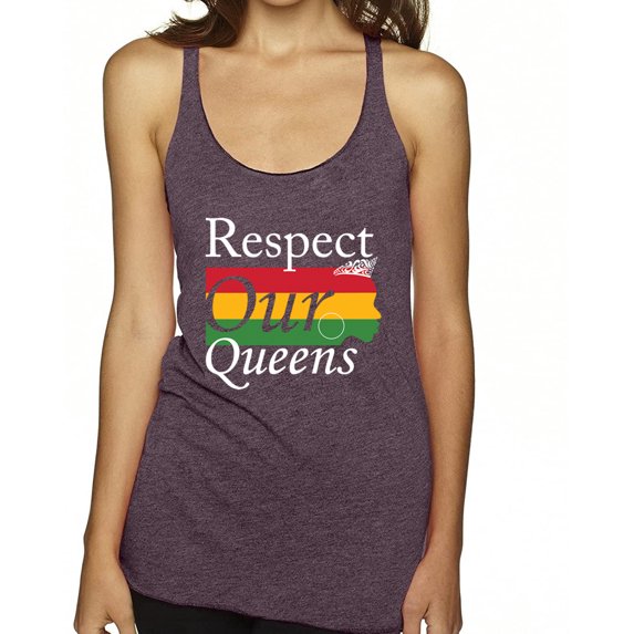 Wild Bobby Respect Our Queens Black Pride Tri-Blend Racerback Tank Top, Purple Vintage, Medium