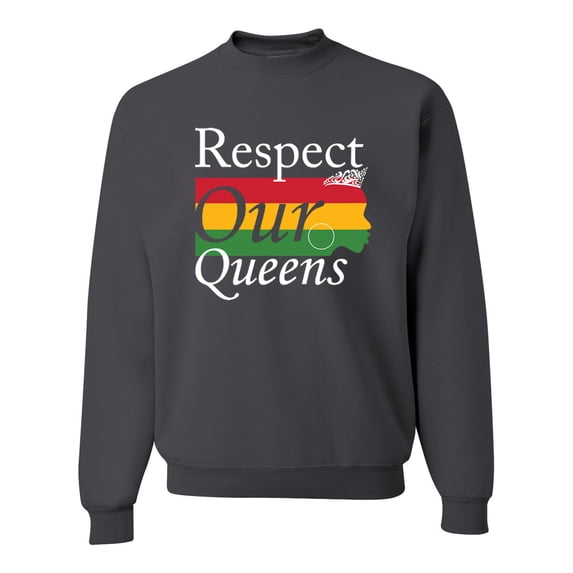 Wild Bobby Respect Our Queens Black Pride Unisex Crewneck Graphic Sweatshirt, Charcoal, X-Large