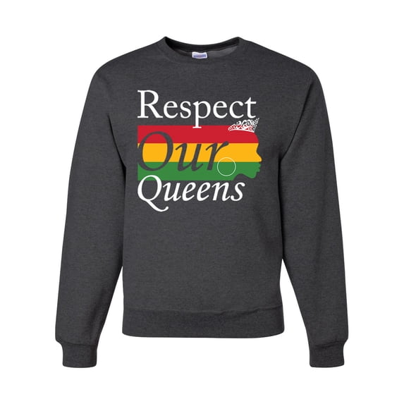 Wild Bobby Respect Our Queens Black Pride Unisex Crewneck Graphic Sweatshirt, Heather Black, 3X-Large