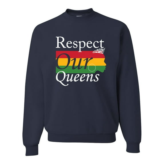 Wild Bobby Respect Our Queens Black Pride Unisex Crewneck Graphic Sweatshirt, Navy, 3X-Large
