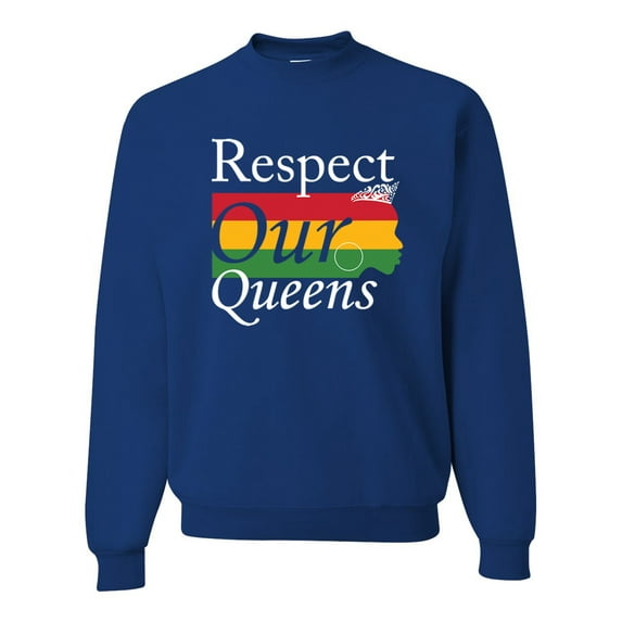 Wild Bobby Respect Our Queens Black Pride Unisex Crewneck Graphic Sweatshirt, Royal, X-Large