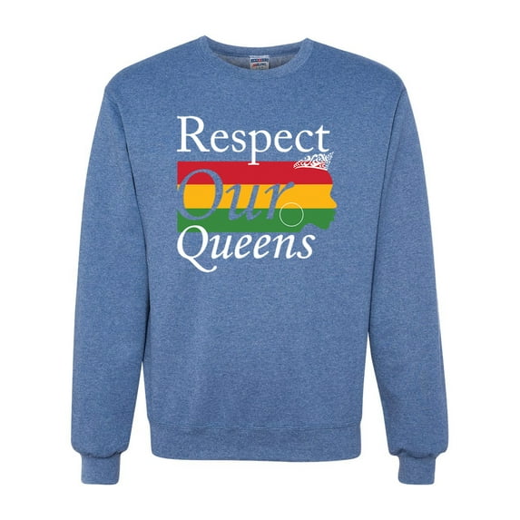 Wild Bobby Respect Our Queens Black Pride Unisex Crewneck Graphic Sweatshirt, Vintage Heather Blue, X-Large
