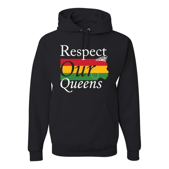 Wild Bobby Respect Our Queens Black Pride Unisex Graphic Hoodie Sweatshirt, Black, Small