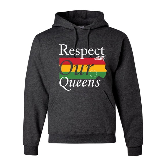 Wild Bobby Respect Our Queens Black Pride Unisex Graphic Hoodie Sweatshirt, Heather Black, Medium