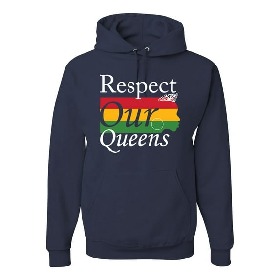 Wild Bobby Respect Our Queens Black Pride Unisex Graphic Hoodie Sweatshirt, Navy, 3X-Large