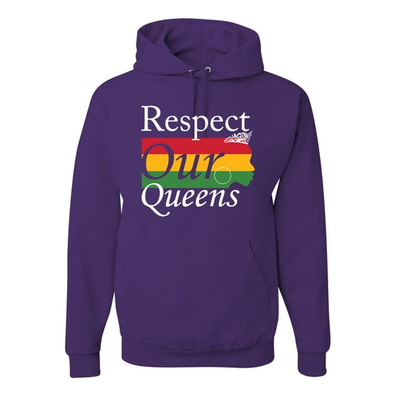 Wild Bobby Respect Our Queens Black Pride Unisex Graphic Hoodie Sweatshirt, Purple, X-Large