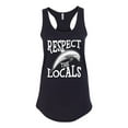 thumbnail image 1 of Wild Bobby Respect The Locals Save Our Oceans Dolphin Animal Lover Ladies Racerback Tank Top, Black, Small, 1 of 6