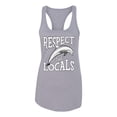 thumbnail image 1 of Wild Bobby Respect The Locals Save Our Oceans Dolphin Animal Lover Ladies Racerback Tank Top, Heather Grey, X-Large, 1 of 6