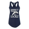 thumbnail image 1 of Wild Bobby Respect The Locals Save Our Oceans Dolphin Animal Lover Ladies Racerback Tank Top, Navy, X-Large, 1 of 6