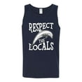 thumbnail image 1 of Wild Bobby Respect The Locals Save Our Oceans Dolphin Animal Lover Men Graphic Tank Top, Navy, Medium, 1 of 6