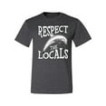 thumbnail image 1 of Wild Bobby Respect The Locals Save Our Oceans Dolphin Animal Lover Men Graphic Tee, Heather Black, Small, 1 of 6