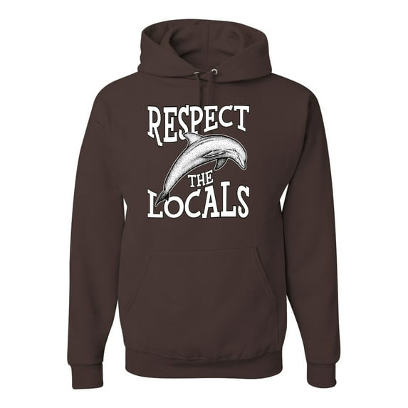 Wild Bobby Respect The Locals Save Our Oceans Dolphin Animal Lover Unisex Graphic Hoodie Sweatshirt, Brown, 3X-Large