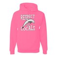 thumbnail image 1 of Wild Bobby Respect The Locals Save Our Oceans Dolphin Animal Lover Unisex Graphic Hoodie Sweatshirt, Neon Pink, XX-Large, 1 of 6