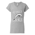 thumbnail image 1 of Wild Bobby Respect The Locals Save Our Oceans Dolphin Animal Lover Women Standard V-Neck Tee, Heather Grey, Medium, 1 of 6
