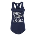 thumbnail image 1 of Wild Bobby Respect The Locals Save Our Oceans Shark Animal Lover Ladies Racerback Tank Top, Navy, Large, 1 of 6