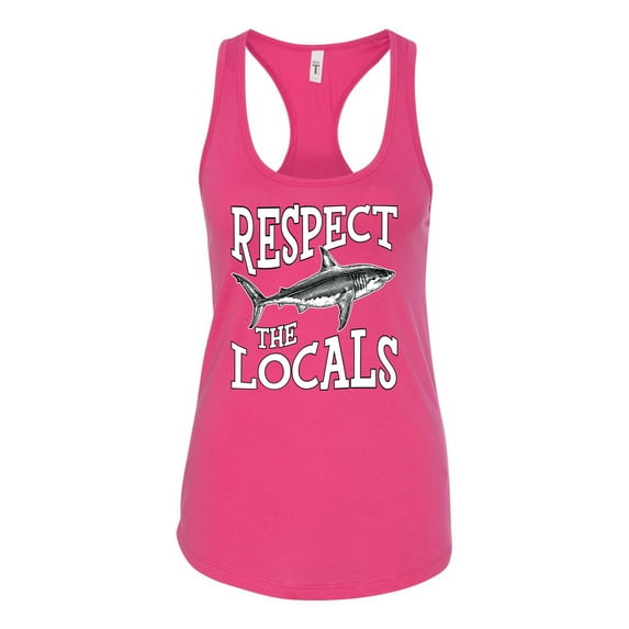 Wild Bobby Respect The Locals Save Our Oceans Shark Animal Lover Ladies Racerback Tank Top, Raspberry, X-Large