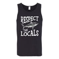 thumbnail image 1 of Wild Bobby Respect The Locals Save Our Oceans Shark Animal Lover Men Graphic Tank Top, Black, Small, 1 of 6