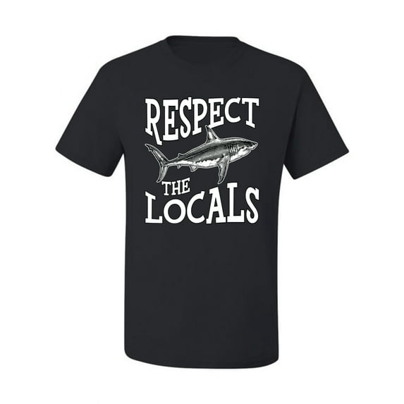 Wild Bobby Respect The Locals Save Our Oceans Shark Animal Lover Men Graphic Tee, Black, Small