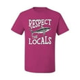 thumbnail image 1 of Wild Bobby Respect The Locals Save Our Oceans Shark Animal Lover Men Graphic Tee, Fuschia, Medium, 1 of 6