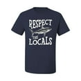 thumbnail image 1 of Wild Bobby Respect The Locals Save Our Oceans Shark Animal Lover Men Graphic Tee, Navy, Large, 1 of 6