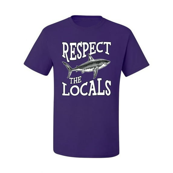 Wild Bobby Respect The Locals Save Our Oceans Shark Animal Lover Men Graphic Tee, Purple, Large