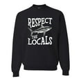 thumbnail image 1 of Wild Bobby Respect The Locals Save Our Oceans Shark Animal Lover Unisex Crewneck Graphic Sweatshirt, Black, Large, 1 of 6