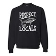 thumbnail image 1 of Wild Bobby Respect The Locals Save Our Oceans Shark Animal Lover Unisex Crewneck Graphic Sweatshirt, Black, Small, 1 of 6