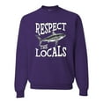 thumbnail image 1 of Wild Bobby Respect The Locals Save Our Oceans Shark Animal Lover Unisex Crewneck Graphic Sweatshirt, Purple, X-Large, 1 of 6
