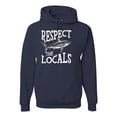 thumbnail image 1 of Wild Bobby Respect The Locals Save Our Oceans Shark Animal Lover Unisex Graphic Hoodie Sweatshirt, Navy, XX-Large, 1 of 6