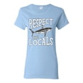 thumbnail image 1 of Wild Bobby Respect The Locals Save Our Oceans Shark Animal Lover Women Graphic Tee, Light Blue, Medium, 1 of 6