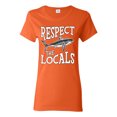 thumbnail image 1 of Wild Bobby Respect The Locals Save Our Oceans Shark Animal Lover Women Graphic Tee, Orange, Large, 1 of 6
