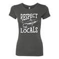 thumbnail image 1 of Wild Bobby Respect The Locals Save Our Oceans Shark Animal Lover Women Slim Fit Junior Tee, Dark Grey, Large, 1 of 6