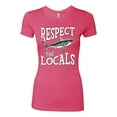 thumbnail image 1 of Wild Bobby Respect The Locals Save Our Oceans Shark Animal Lover Women Slim Fit Junior Tee, Hot Pink, X-Large, 1 of 6