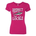 thumbnail image 1 of Wild Bobby Respect The Locals Save Our Oceans Shark Animal Lover Women Slim Fit Junior Tee, Raspberry, X-Large, 1 of 6